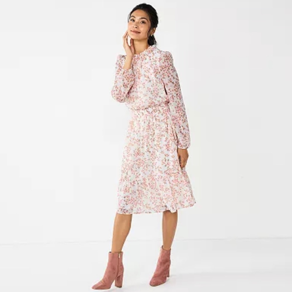 Draper James pink floral midi dress